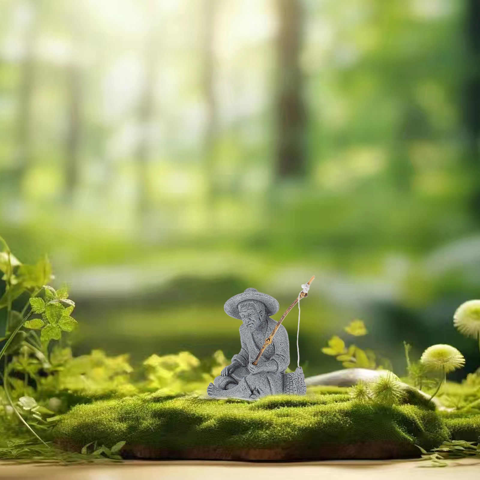 Escultura de Mini Pescador com - Bonsai Garden Landscape Design avaliação e preço