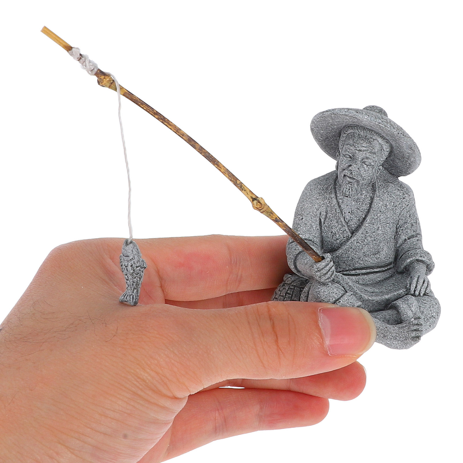 Escultura de Mini Pescador com - Bonsai Garden Landscape Design avaliação e preço